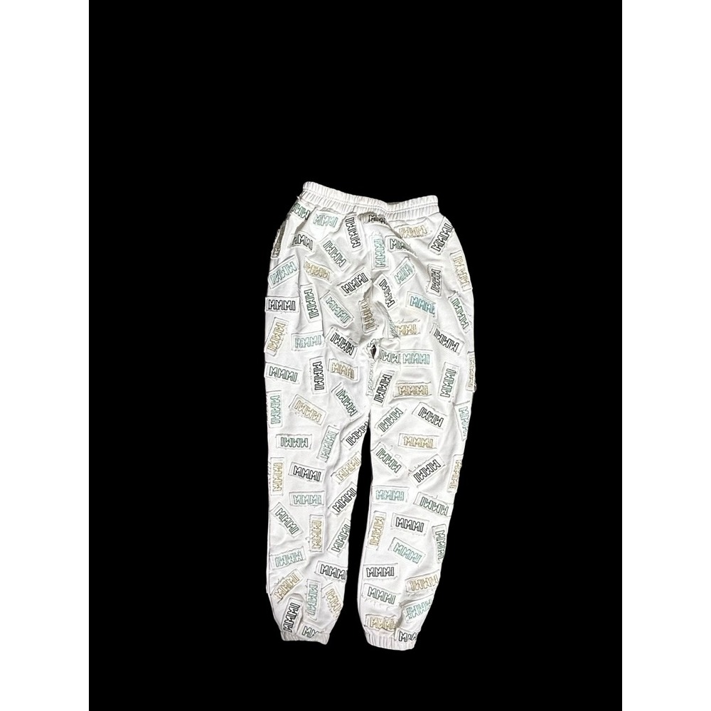 My Mum Made It MMMI Patchwork Sweatpants White Green Gold Logo Joggers
